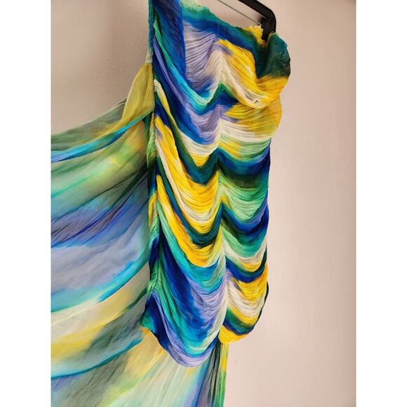 NWD Anthropologie Vineet Bahl Colorful Blurred Sheer Train Dress Sz L #MB426 - Picture 14 of 14